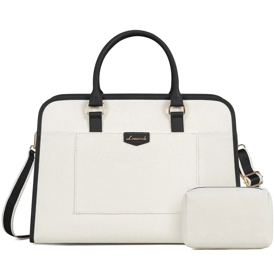 JMT-680138 Stylish Large 2-Piece Handbag Set for Women - 15.6 inch Canvas Laptop Tote and Briefcase