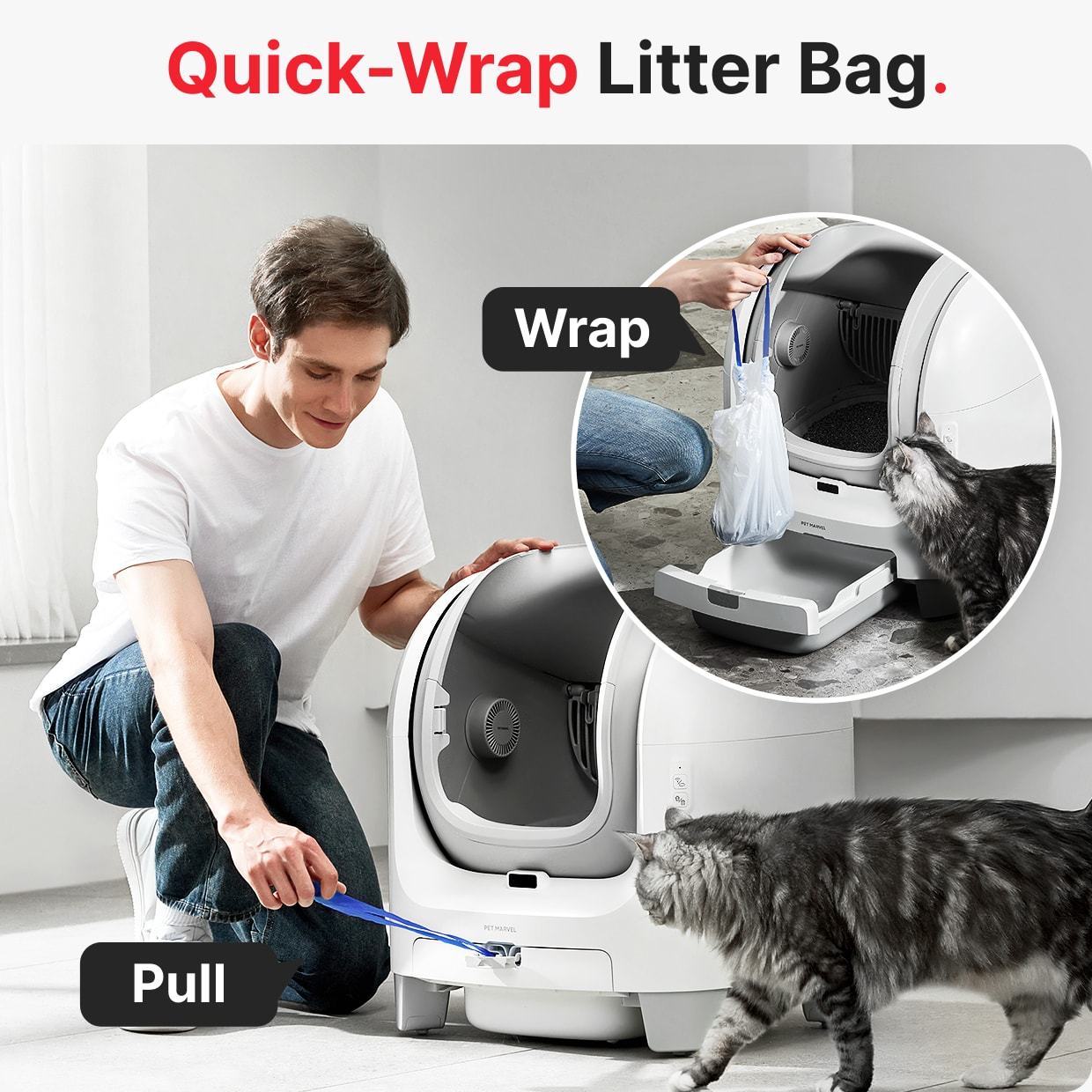 JMT-680330 Large Open Top Smart WiFi Self-Cleaning Cat Litter Box with Bio-Enzyme Deodorization