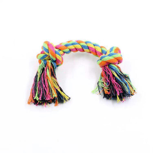JMT-680458 Cotton Rope Double Knot Dog Toy - Random Mix Color, Available in 18cm, 23cm, 25cm Sizes