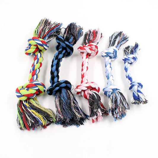 JMT-680458 Cotton Rope Double Knot Dog Toy - Random Mix Color, Available in 18cm, 23cm, 25cm Sizes