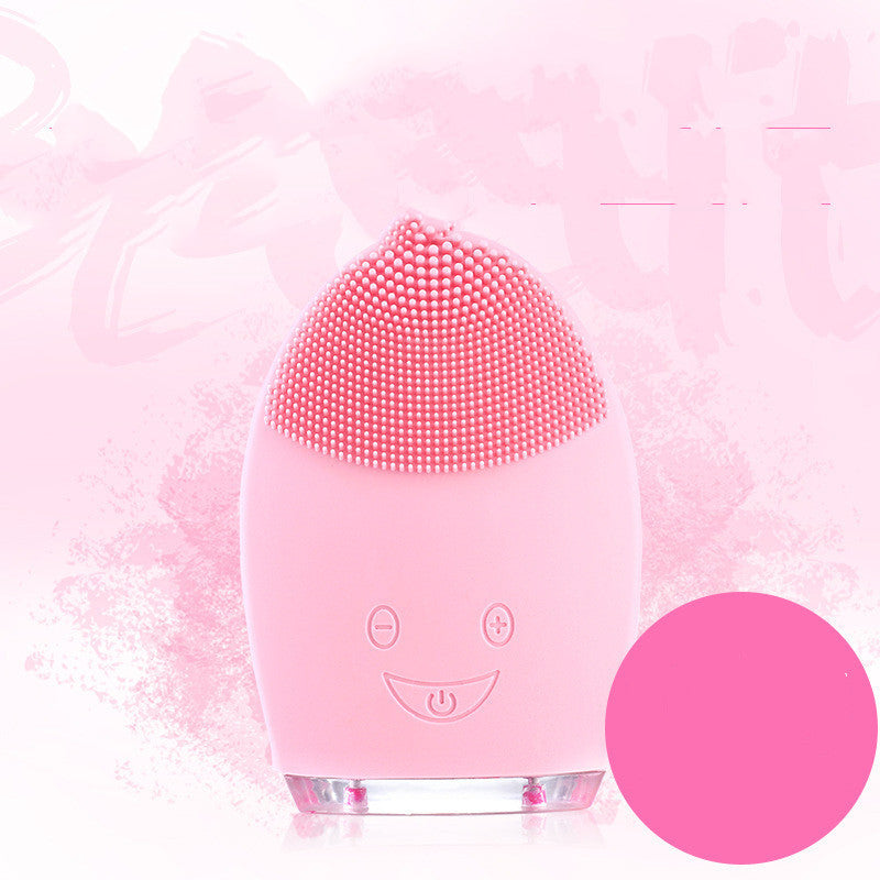 JMT-680458 Ultrasonic Electric Facial Cleansing Brush - 3 Gear Positions, Lightweight Pink Design
