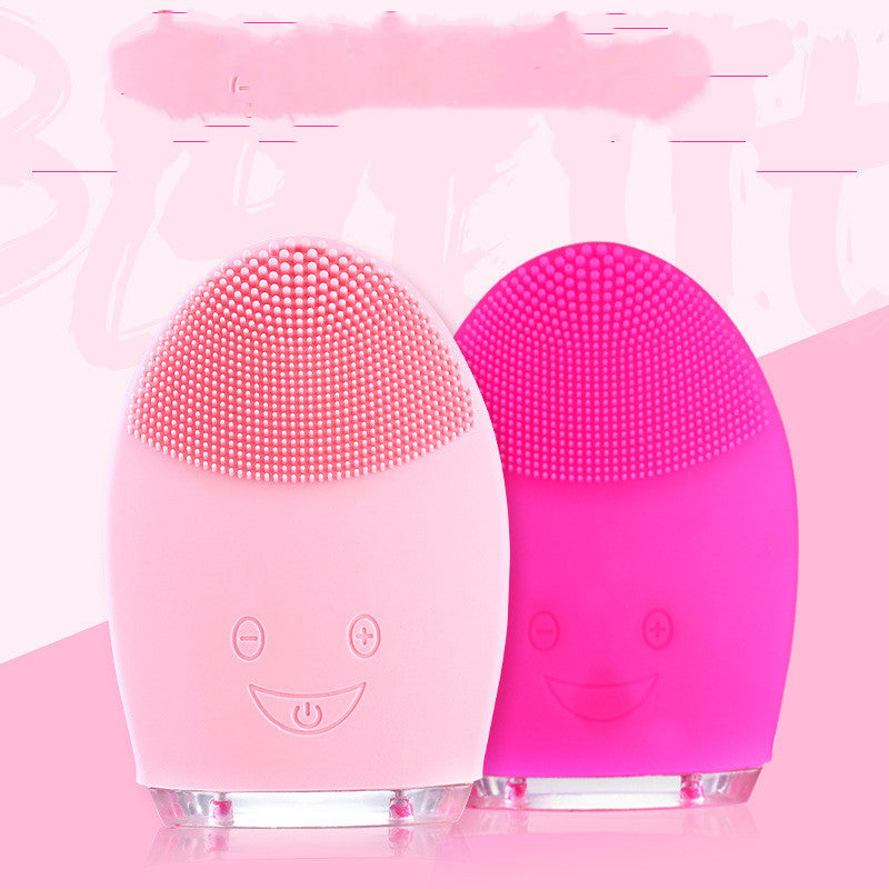 JMT-680458 Ultrasonic Electric Facial Cleansing Brush - 3 Gear Positions, Lightweight Pink Design
