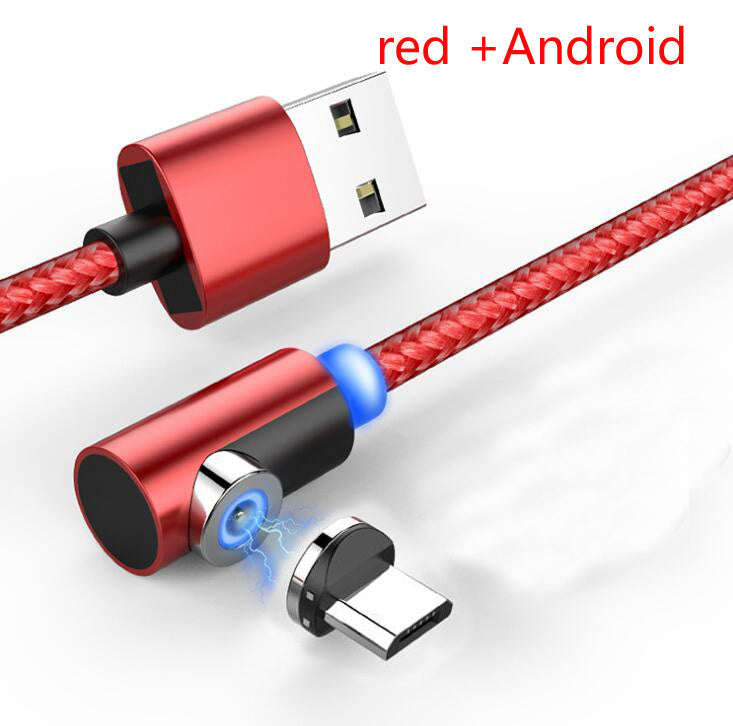 JMT-680650 Nylon Braided 90-Degree Magnetic Charging Cable for Mobile Devices - Fast 2A Current, Dust-Plug Design, 1m & 2m Lengths