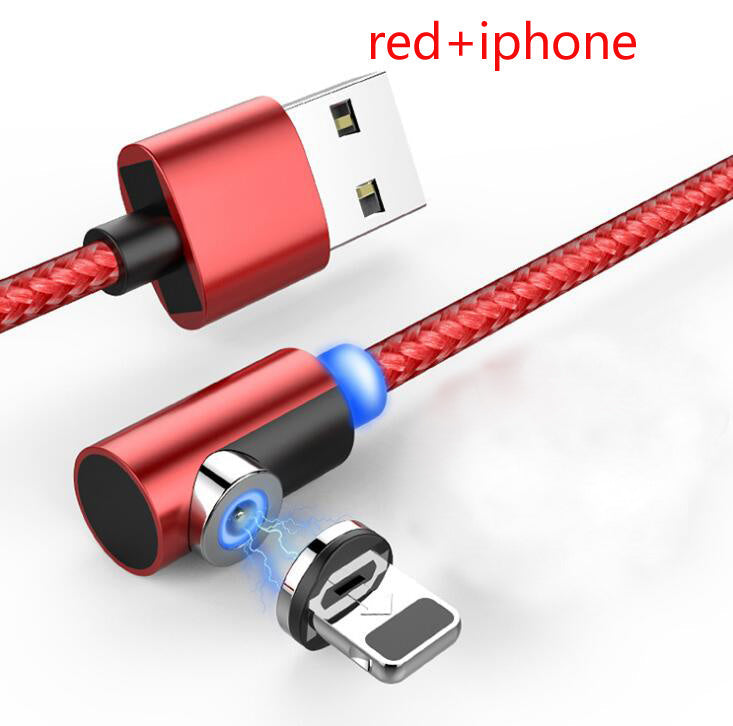 JMT-680650 Nylon Braided 90-Degree Magnetic Charging Cable for Mobile Devices - Fast 2A Current, Dust-Plug Design, 1m & 2m Lengths