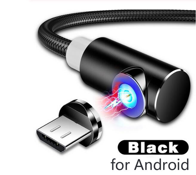 JMT-680650 Nylon Braided 90-Degree Magnetic Charging Cable for Mobile Devices - Fast 2A Current, Dust-Plug Design, 1m & 2m Lengths