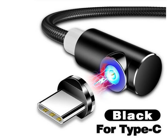 JMT-680650 Nylon Braided 90-Degree Magnetic Charging Cable for Mobile Devices - Fast 2A Current, Dust-Plug Design, 1m & 2m Lengths