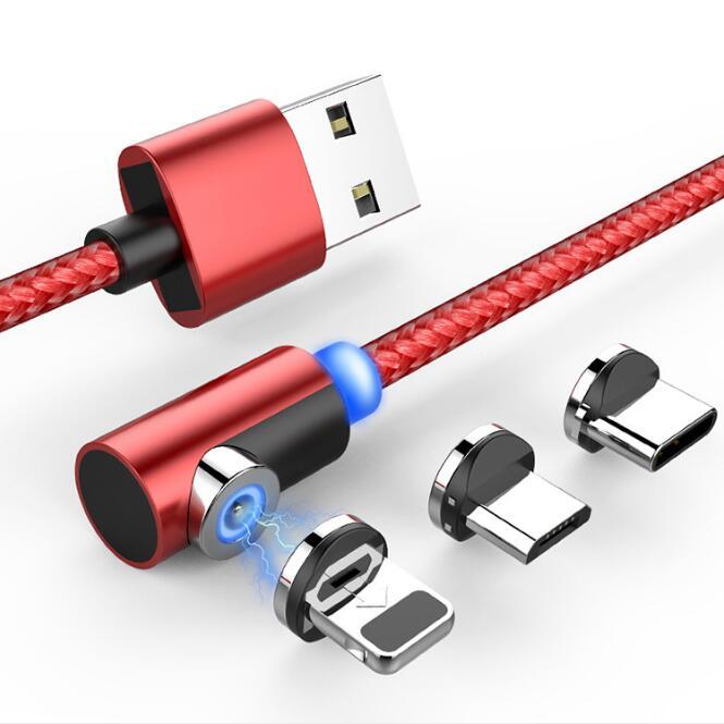 JMT-680650 Nylon Braided 90-Degree Magnetic Charging Cable for Mobile Devices - Fast 2A Current, Dust-Plug Design, 1m & 2m Lengths