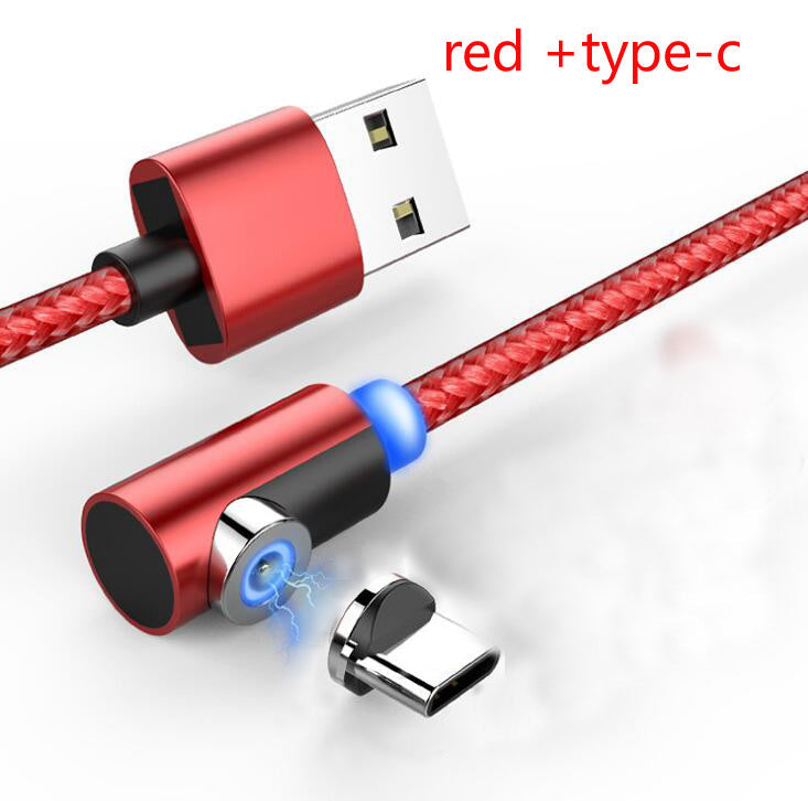 JMT-680650 Nylon Braided 90-Degree Magnetic Charging Cable for Mobile Devices - Fast 2A Current, Dust-Plug Design, 1m & 2m Lengths