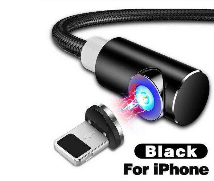 JMT-680650 Nylon Braided 90-Degree Magnetic Charging Cable for Mobile Devices - Fast 2A Current, Dust-Plug Design, 1m & 2m Lengths