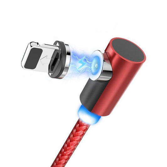 JMT-680650 Nylon Braided 90-Degree Magnetic Charging Cable for Mobile Devices - Fast 2A Current, Dust-Plug Design, 1m & 2m Lengths
