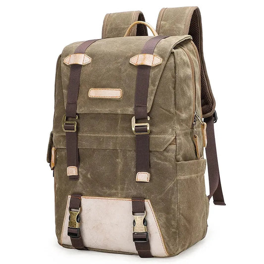 JMT-680842 Vintage Waterproof Waxed Canvas Camera Backpack for Professional Photography