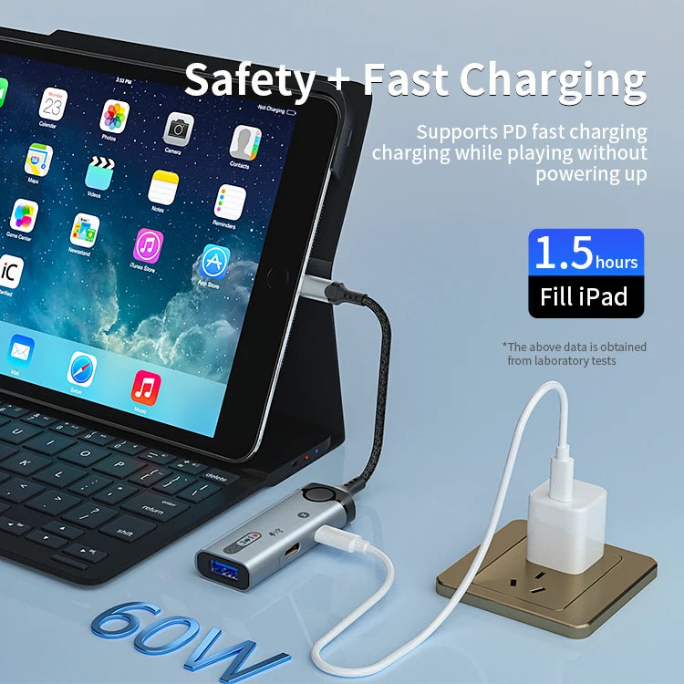 JMT-680970 High-Speed 8-Pin OTG Adapter with USB 3.0 and Type-C Earphone Jack Compatibility