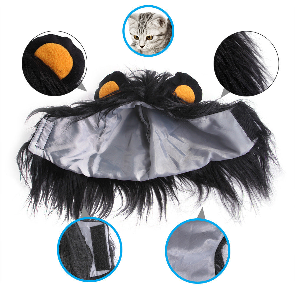 JMT-681290 Cute Cat Lion Wig Hat for Pets – Fun Dress Up for Cats and Puppies