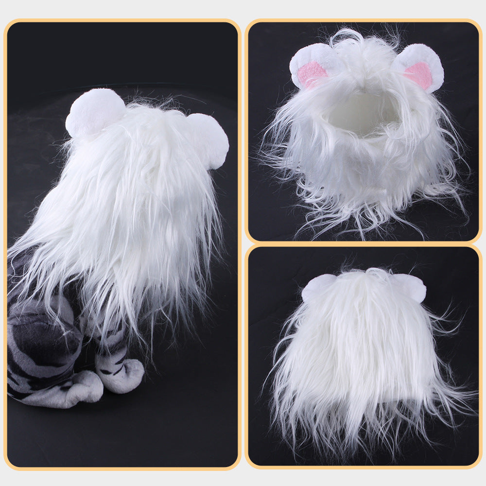 JMT-681290 Cute Cat Lion Wig Hat for Pets – Fun Dress Up for Cats and Puppies