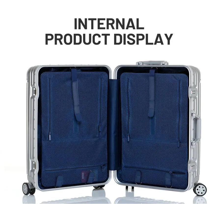 JMT-681418 Lightweight Aluminium Carry-On Suitcase with Spinner Wheels and Password Lock