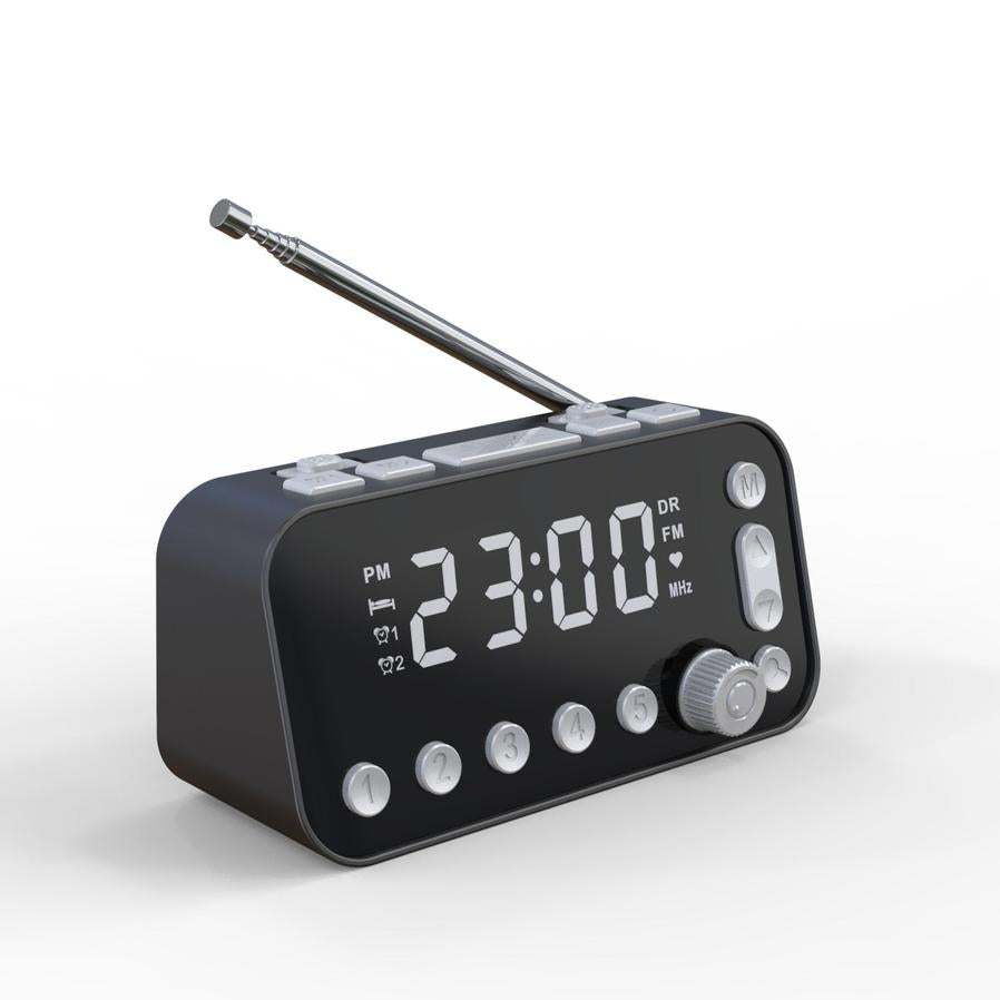 JMT-681482 DAB Bedside Alarm Clock with USB Charging, Adjustable Brightness, and Dual Alarm Settings