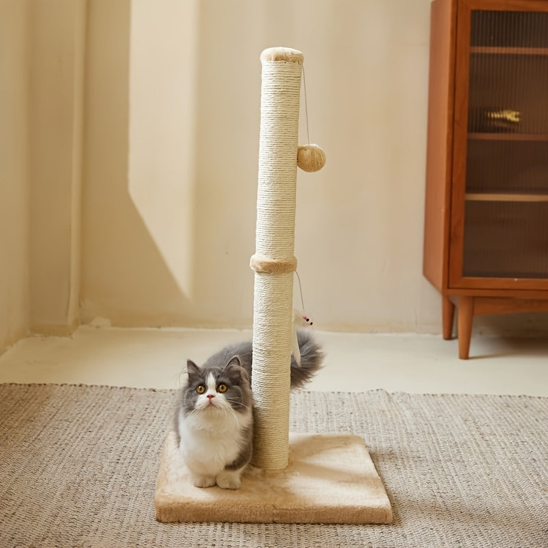 JMT-681482 Extra Thick Indoor Cat Scratching Post with Durable Fiberboard and Hanging Ball Toy for Safe Play and Relaxation