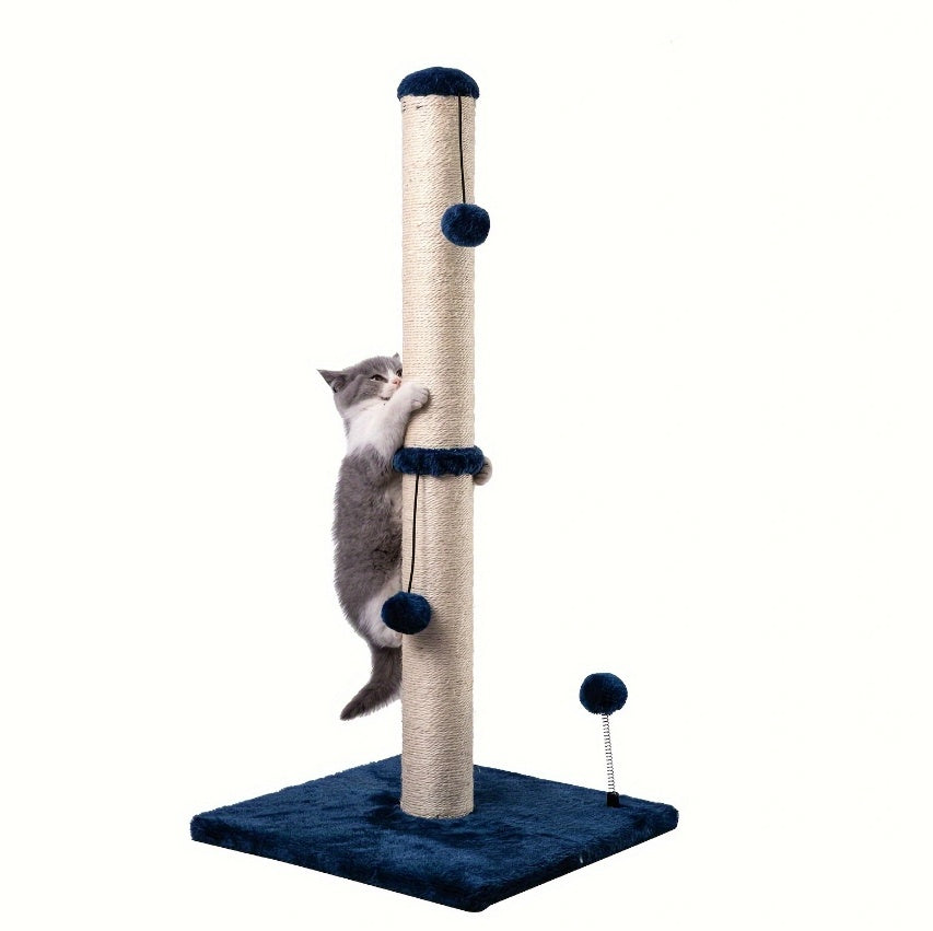 JMT-681482 Extra Thick Indoor Cat Scratching Post with Durable Fiberboard and Hanging Ball Toy for Safe Play and Relaxation