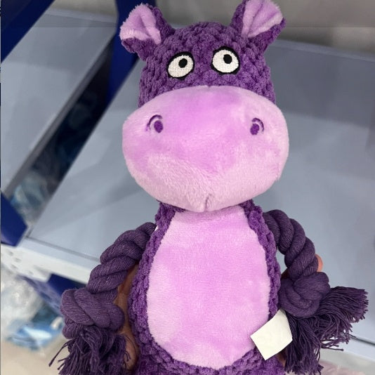 JMT-681610 Interactive Plush Hippo Tug Toy for Dogs - Cotton Rope Training Accessory