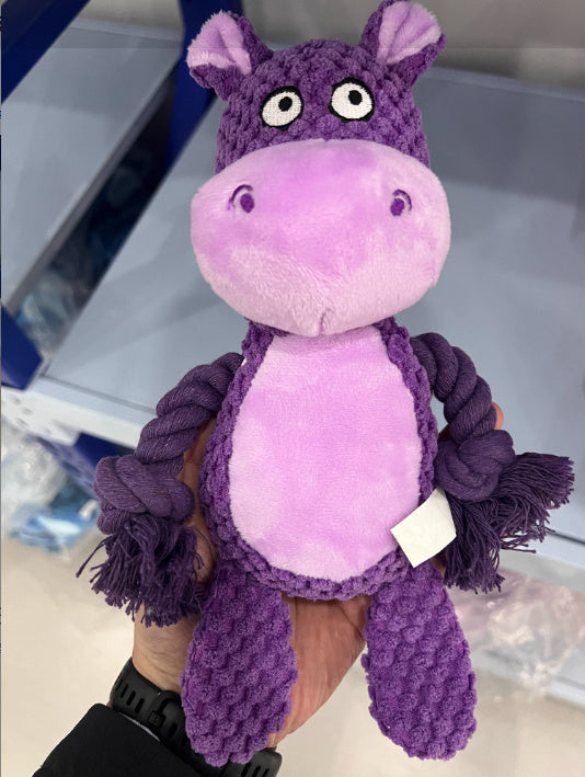 JMT-681610 Interactive Plush Hippo Tug Toy for Dogs - Cotton Rope Training Accessory