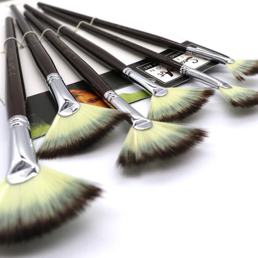 JMT-681738 6Pcs Nylon Fan-Shaped Watercolor Paint Brushes Set