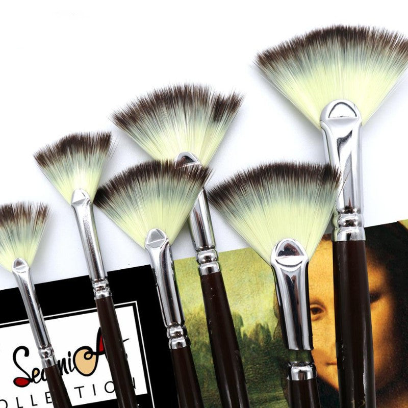 JMT-681738 6Pcs Nylon Fan-Shaped Watercolor Paint Brushes Set