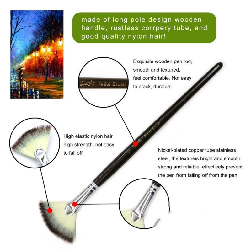 JMT-681738 6Pcs Nylon Fan-Shaped Watercolor Paint Brushes Set