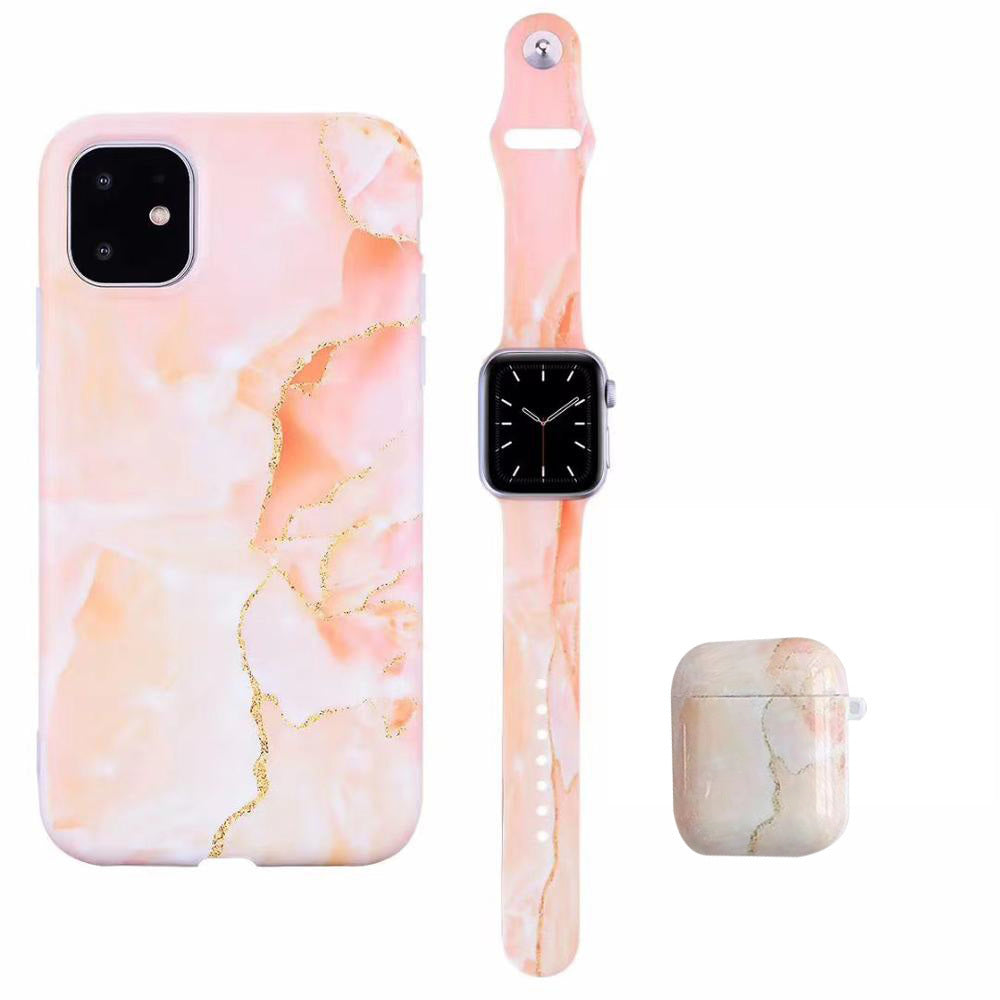 JMT-681802 Stylish Marble Phone Case with Floral Design for Apple Devices