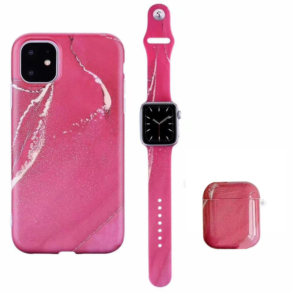 JMT-681802 Stylish Marble Phone Case with Floral Design for Apple Devices