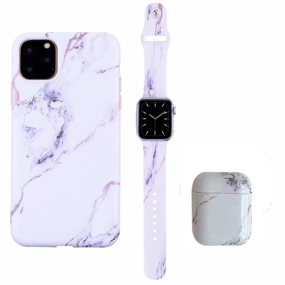 JMT-681802 Stylish Marble Phone Case with Floral Design for Apple Devices