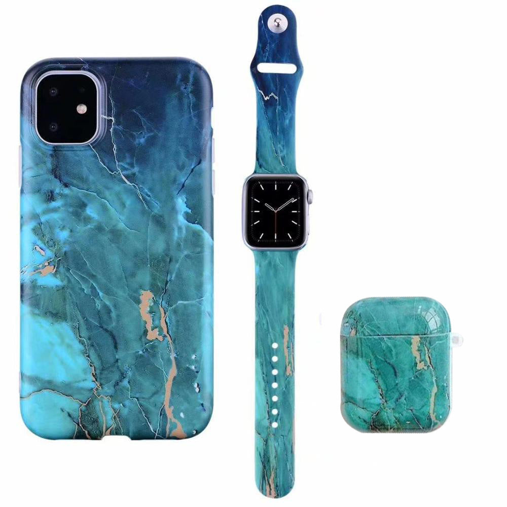 JMT-681802 Stylish Marble Phone Case with Floral Design for Apple Devices