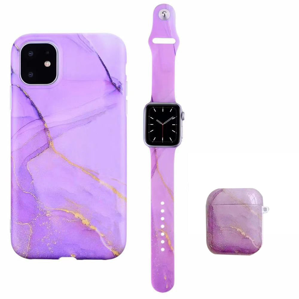JMT-681802 Stylish Marble Phone Case with Floral Design for Apple Devices