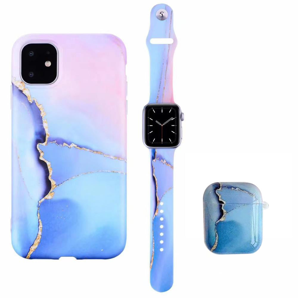 JMT-681802 Stylish Marble Phone Case with Floral Design for Apple Devices