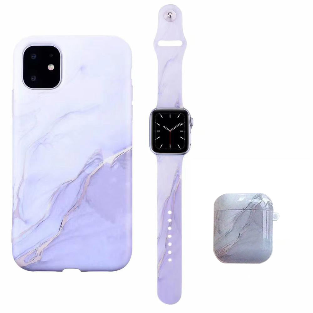 JMT-681802 Stylish Marble Phone Case with Floral Design for Apple Devices