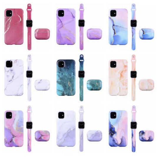JMT-681802 Stylish Marble Phone Case with Floral Design for Apple Devices