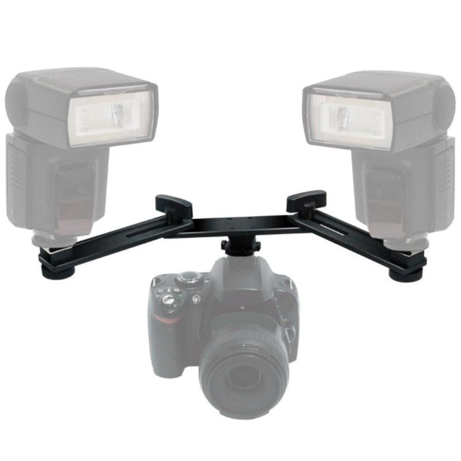 JMT-681994 Dual Hot Shoe Photography Flash Bracket with Adjustable Arm for Versatile Lighting Solutions