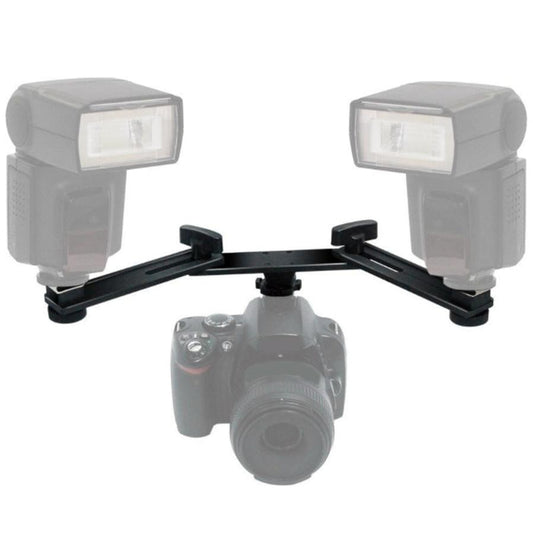 JMT-681994 Dual Hot Shoe Photography Flash Bracket with Adjustable Arm for Versatile Lighting Solutions