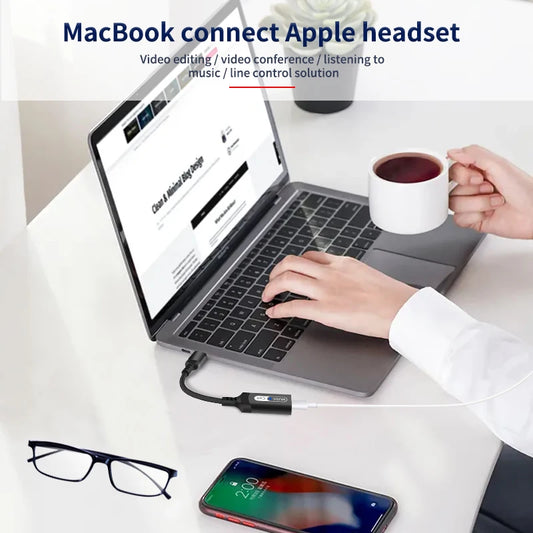JMT-682122 Type C to Lightning Headphone Jack Adapter for iPhone 15, 15 Pro, MacBook, iPad