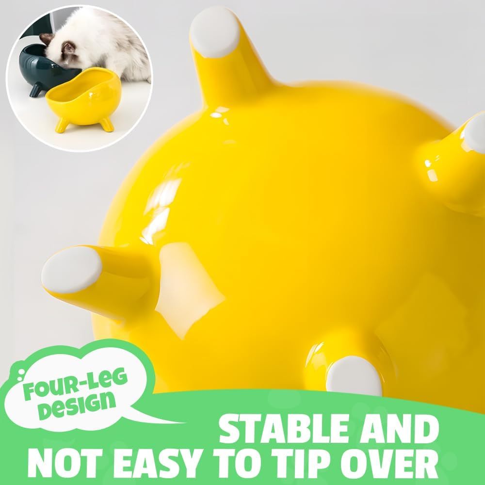 JMT-682442 Elevated Ceramic Cat and Small Dog Food Bowl with Four-Legged Design for Stability and Comfort