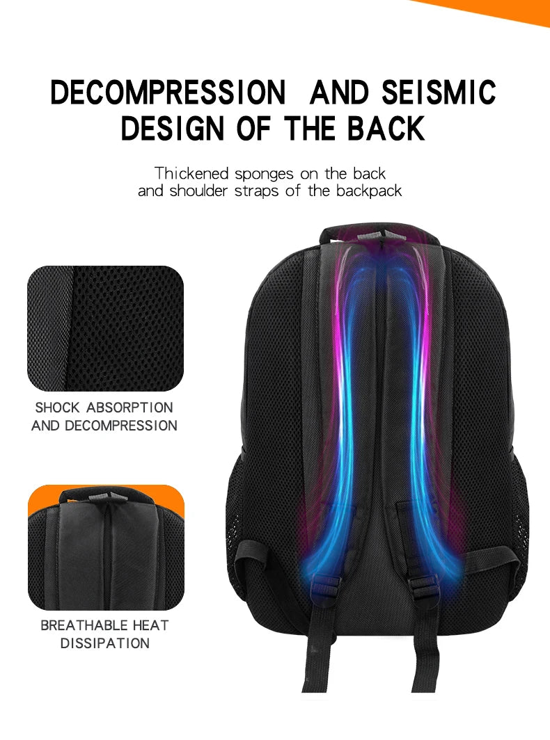JMT-682634 Large Capacity USB Backpack for School and Laptops - Durable and Functional Backpack for Teens and Boys