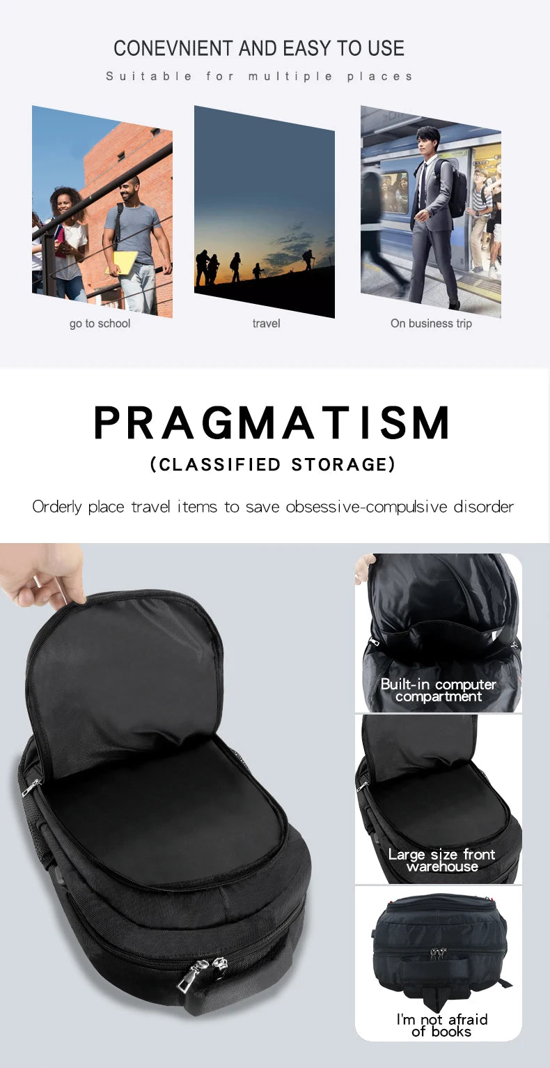 JMT-682634 Large Capacity USB Backpack for School and Laptops - Durable and Functional Backpack for Teens and Boys
