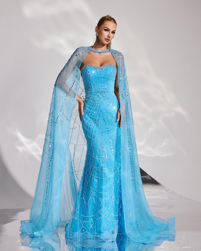 JMT-682698 Elegant Blue Women's Evening Dress SH0174