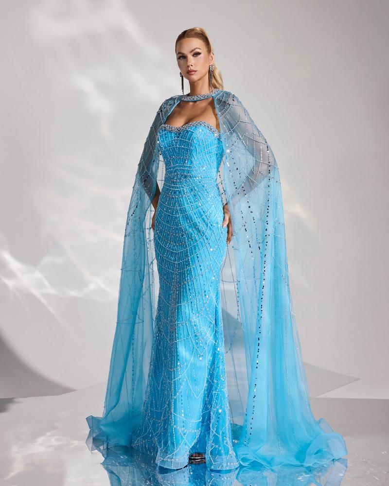 JMT-682698 Elegant Blue Women's Evening Dress SH0174