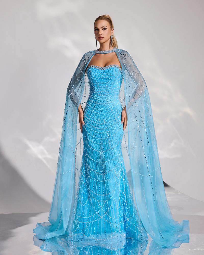 JMT-682698 Elegant Blue Women's Evening Dress SH0174