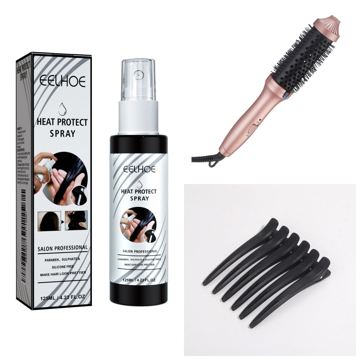 JMT-682762 Long and Short Hair Maintenance Electric Curly and Straightening Comb with Heat Insulation Spray and Clips