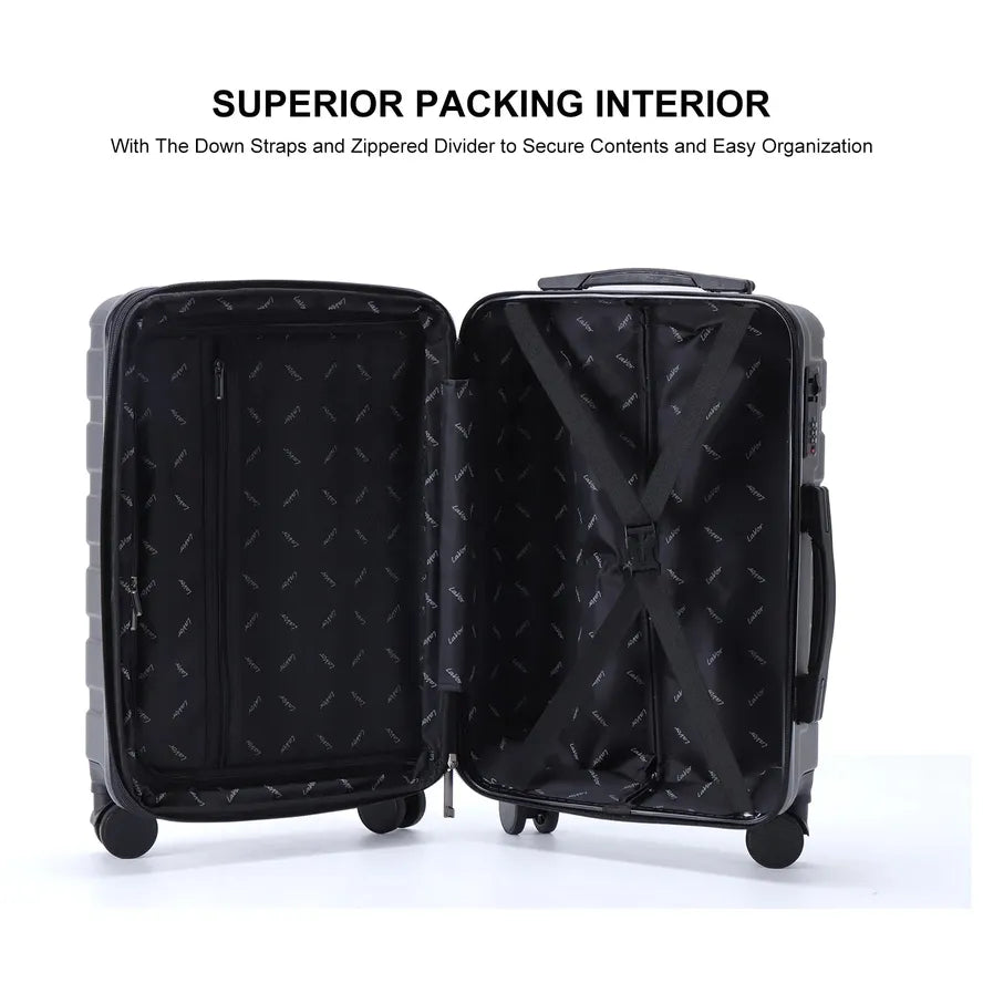 JMT-683338 Aluminium Trolley Hard Travel Suitcase Set - 4 Wheels, 3 Pieces, ABS Construction