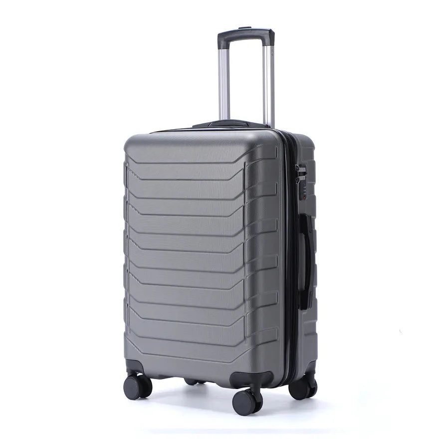 JMT-683338 Aluminium Trolley Hard Travel Suitcase Set - 4 Wheels, 3 Pieces, ABS Construction