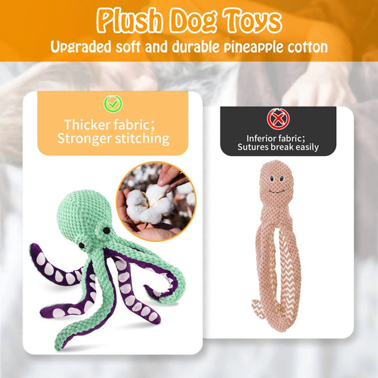 JMT-683594 Interactive Plush Octopus Chew Toy for Dogs - Voice-Activated, Bite-Resistant, Teeth Cleaning, Engage & Relieve Boredom