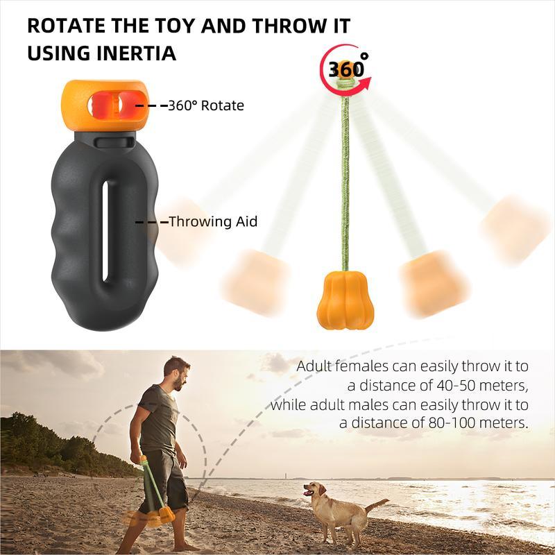 JMT-683914 Durable Pumpkin-Shaped Dog Fetch Toy with Rope for Medium to Large Dogs - Interactive Tug of War and Teeth Cleaning Toy