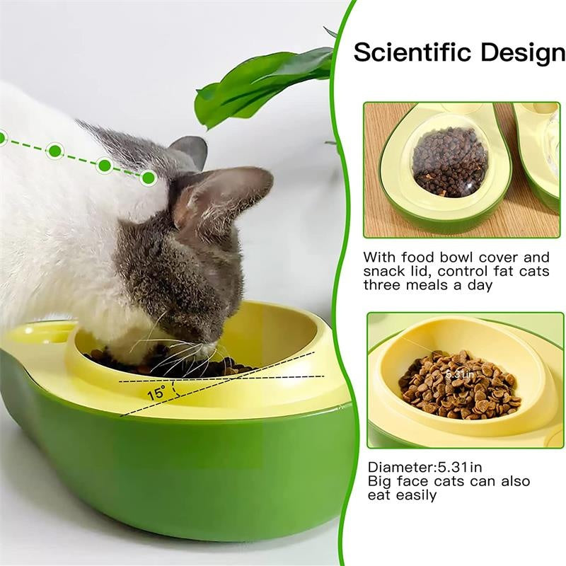 JMT-684746 Avocado-Shaped Automatic Pet Water and Slow Feeding Bowl for Cats and Small Pets, 690ml Capacity